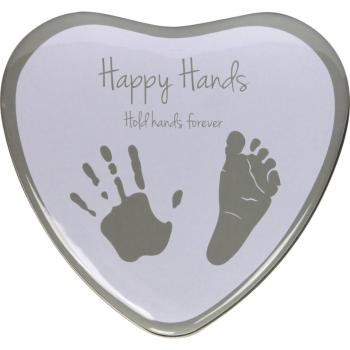 Happy Hands 2D Heart Silver/White sada na odtlačok bábätka