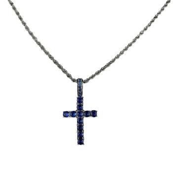 Náhrdelník Zircon Cross Strieborná/Modrá KP22772