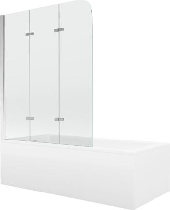 MEXEN/S - Cubik obdĺžniková vaňa 170 x 70 cm s panelom + vaňová zástena 120 cm, transparent, chróm 550317070X9012030100