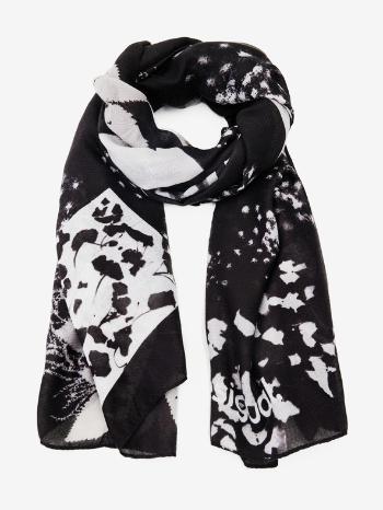 Desigual Floral BW Rectangle Šatka Čierna