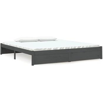 Rám postele sivý masívne drevo 180 × 200 cm Super King, 814966
