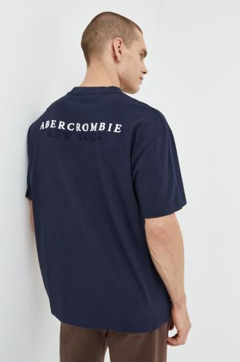 Bavlnené tričko Abercrombie & Fitch tmavomodrá farba, s nášivkou