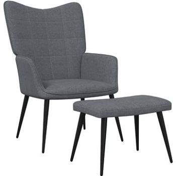 Relaxačná stolička s podnožkou tmavo sivá textil, 327953