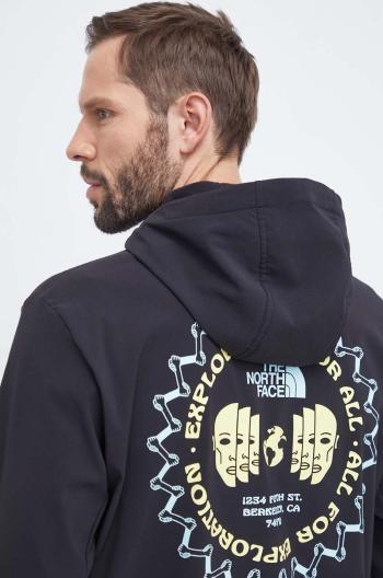 Športová mikina The North Face Tekno Logo čierna farba, s kapucňou, s potlačou