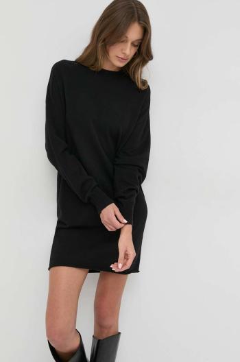 Vlnené šaty Marella čierna farba, mini, oversize