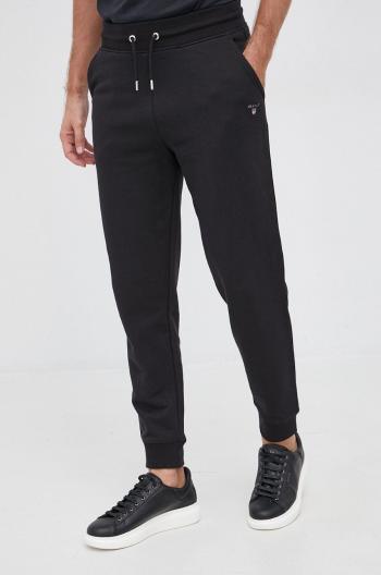 Nohavice Gant pánske, čierna farba, jednofarebné