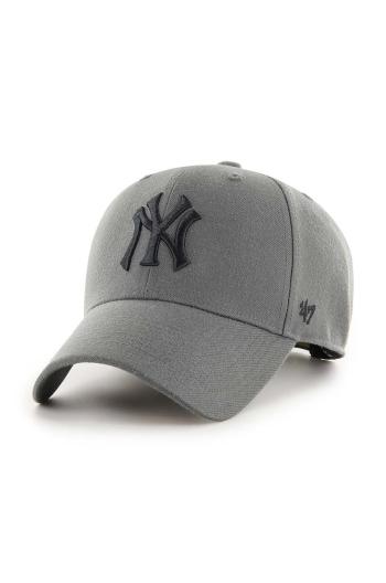 Šiltovka s prímesou vlny 47brand MLB New York Yankees šedá farba, s nášivkou