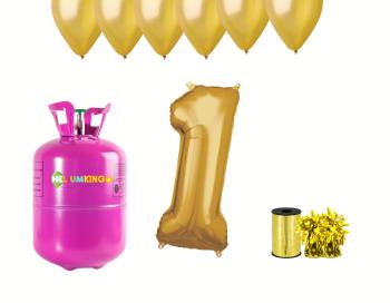 HeliumKing Hélium párty set na 1. narodeniny so zlatými balónmi