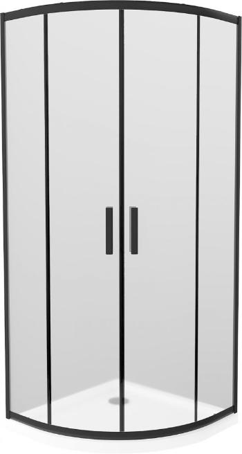 MEXEN/S - Apia sprchovací kút štvrťkruh 80x80 cm, dekor, čierna + biela vanička so sifónom 863-080-080-70-30-4110B