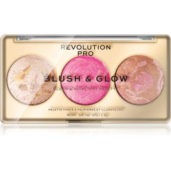 Revolution PRO Blush & Glow paletka pre celú tvár odtieň Rose Glow 8.4 g