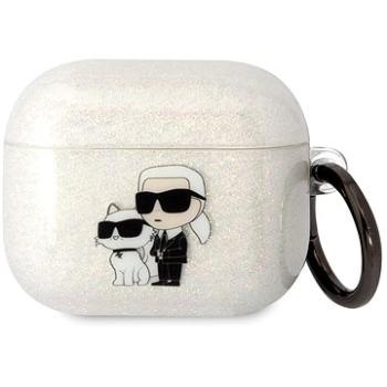 Karl Lagerfeld 3D Logo NFT Karl and Choupette TPU Glitter Puzdro na Airpods 3 White (KLA3HNKCTGT)