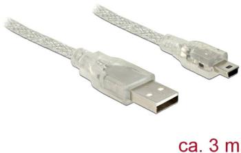 Delock #####USB-Kabel USB 2.0 #####USB-A Stecker, #####USB-Mini-B Stecker 3.00 m priehľadná s feritovým jadrom