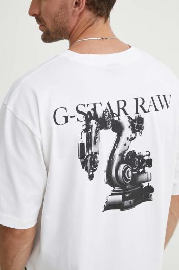 Bavlnené tričko G-Star Raw pánske, biela farba, s potlačou, D24691-C784