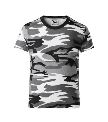 MALFINI Detské maskáčové tričko Camouflage - Maskáčová šedá | 122 cm (6 rokov)