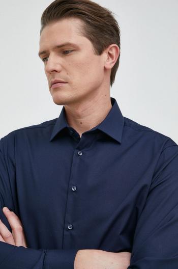 Bavlnená košeľa Seidensticker pánska, tmavomodrá farba, slim, s klasickým golierom