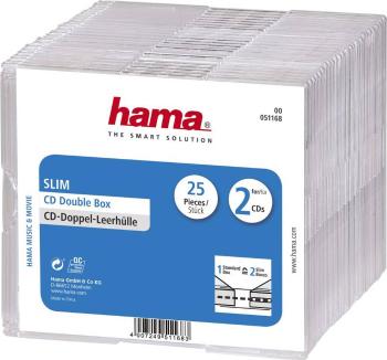 Hama 2-násobný obal na CD 2 CD / DVD / Blu-ray polystyrol priehľadná 25 ks (š x v x h) 125 x 142 x 5.2 mm 00051168