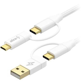 AlzaPower MultiCore 4in1 USB 2 m biely (APW-CBM402W)