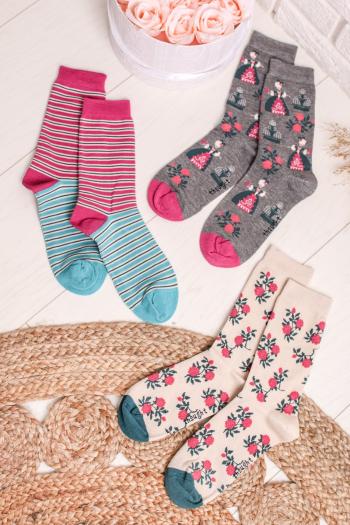 Viacfarebné vzorované ponožky Matthia Socks - trojbalenie