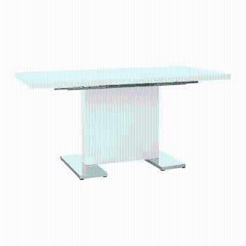 Rozkladací jedálenský stôl, biela vysoký lesk HG, 120-160x80 cm, IRAKOL RP1, rozbalený tovar