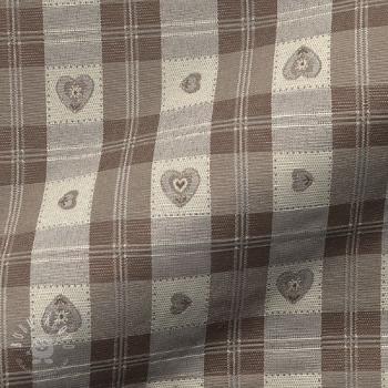 Dekoračná látka jacquard DOUBLE FACE Landhaus Heart Check taupe