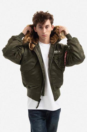 Bunda Alpha Industries 45P Hooded Custom 113145 257 pánska, zelená farba, zimná