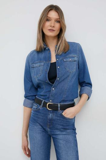 Rifľová košeľa Pepe Jeans Rosies dámska, regular, s klasickým golierom