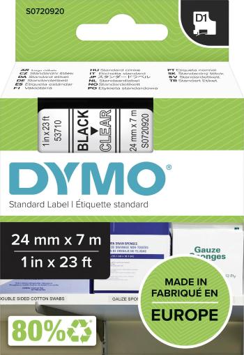 páska do štítkovača  DYMO D1 53710  Farba pásky: priehľadná Farba písma:čierna 24 mm 7 m