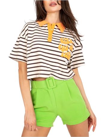 Hnedo-žltý polo crop top "girl… you got this" vel. ONE SIZE