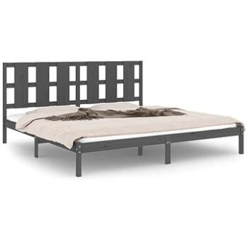 Rám postele sivý masívne drevo 180 × 200 cm Super King, 3105617