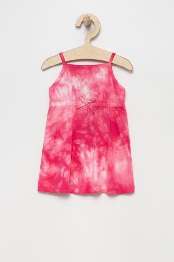 Dievčenské bavlnené šaty United Colors of Benetton ružová farba, midi, rovný strih