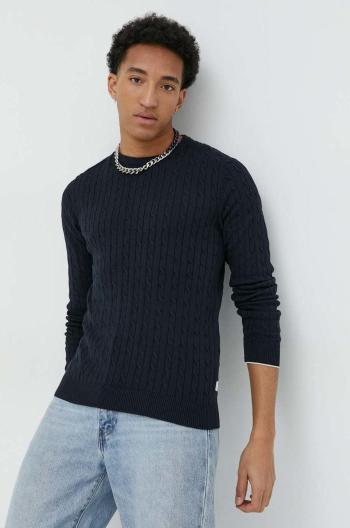 Bavlnený sveter Jack & Jones pánsky, tmavomodrá farba, tenký