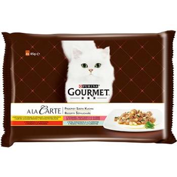 Gourmet A la Carte multipack – kura, hovädzie, pstruh, tmavá treska 4 × 85 g (7613037552102)