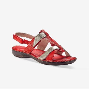 Blancheporte Dvojfarebné kožené sandále, červené červená/zlatá 41