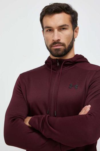 Tepláková mikina Under Armour bordová farba, s kapucňou, jednofarebná