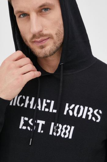 Bavlnený sveter Michael Kors pánsky, čierna farba, tenký,