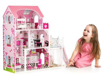 Drevený domček pre bábiky s výťahom Viktorie dollhouse 