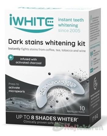 iWHITE DARK STAINS Sada na bielenie zubov aplikátory s mikroperlami s aktívnym uhlím 10 ks