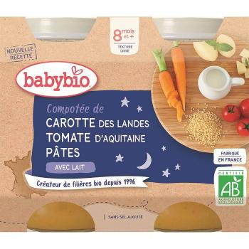 BABYBIO večerné menu mrkva a paradajky s cestovinami 2x200 g