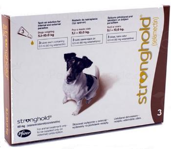 Stronghold 60mg spot-on pipeta proti parazitom pre psy od 5,1 do 10kg, 3 x 0,5ml