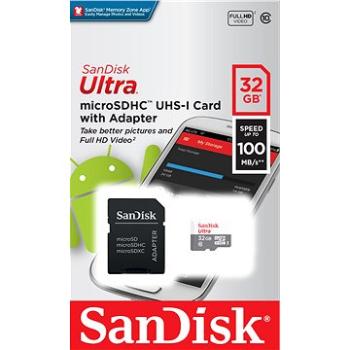 SanDisk microSDHC Ultra Lite 32 GB + SD adaptér (SDSQUNR-032G-GN3MA)