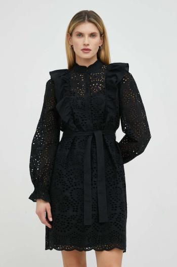 Bavlnené šaty Bruuns Bazaar Sienna Kandra čierna farba, mini, rovný strih