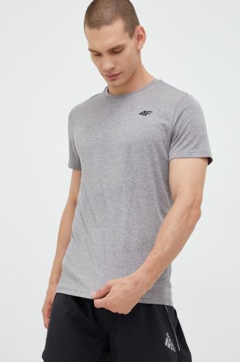 Tréningové tričko 4F šedá farba, jednofarebné