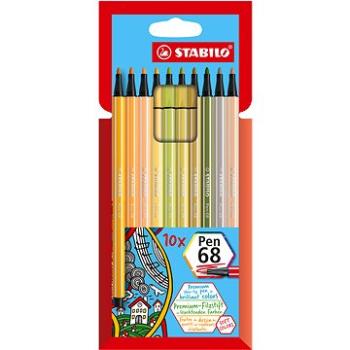 STABILO Pen 68, nové farby, puzdro 10 farieb (4006381578882)