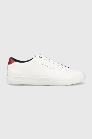 Kožené tenisky Tommy Hilfiger TH HI VULC CORE LOW biela farba, FM0FM04687