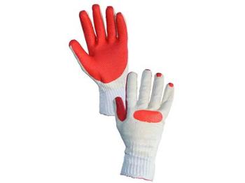 Povrstvené rukavice BLANCHE, bielo-oranžové, veľ. 10
