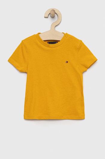 Detské bavlnené tričko Tommy Hilfiger oranžová farba, jednofarebný