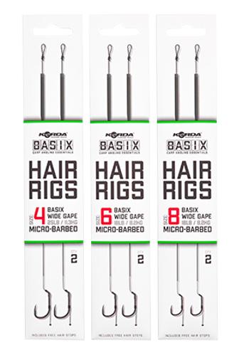 Korda náväzec basix hair rigs wide gape 2 ks - 18 lb veľkosť háčika 6