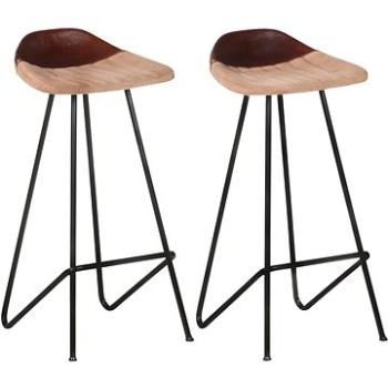 Barové stoličky 2 ks hnedé pravá koža, 320645