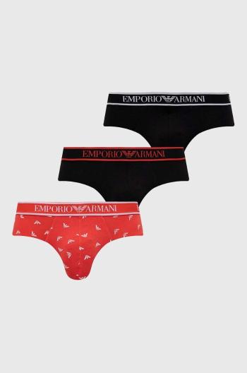 Slipy Emporio Armani Underwear 3-pak pánske, červená farba