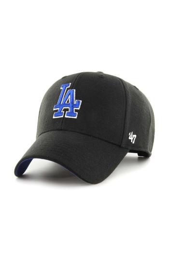 Čiapka s prímesou vlny 47brand MLB Los Angeles Dodgers čierna farba, s nášivkou